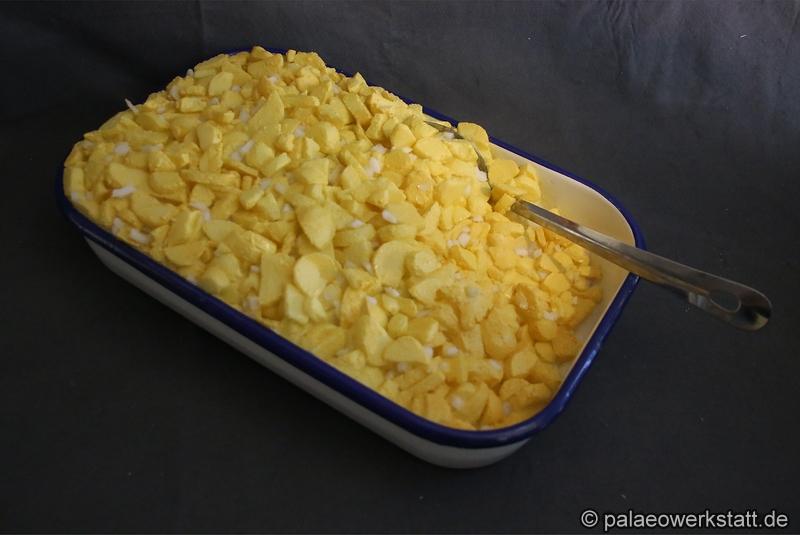potato salad in enamel dish